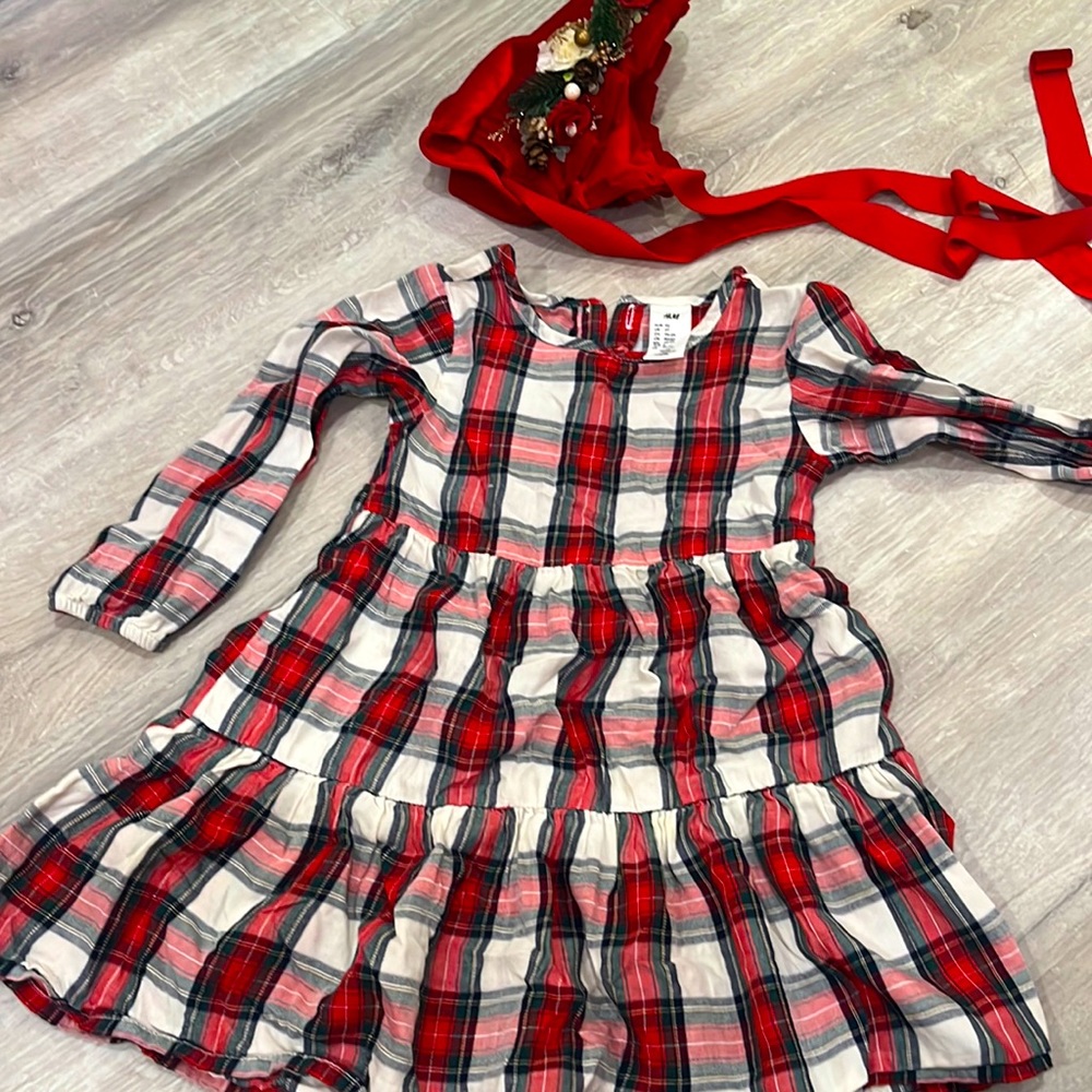 Christmas dress & Bonnet set